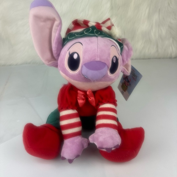 Stitch & Angel Plush Set  Disney Parks Christmas Elf Stitch Holiday Toy New - Picture 7 of 9